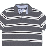 TOMMY HILFIGER Mens Polo Shirt Grey Striped M