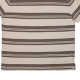 TOMMY HILFIGER Mens Polo Shirt Brown Striped L
