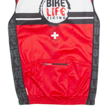 MARCELLO BERGAMO Cycling Zip Up Mens Jersey Red High Neck S