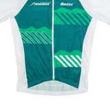 SANTINI Cycling Zip Up Mens Jersey Green High Neck 2XL