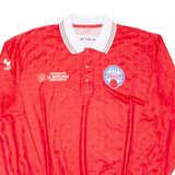 Mens Polo Shirt Red Long Sleeve XL