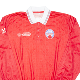 Mens Polo Shirt Red Long Sleeve 2XL