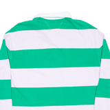 TOMMY HILFIGER Cropped Womens Polo Shirt Green Striped Long Sleeve M