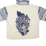 Short Sleeve Mens Jacket Cream Hooded Crazy Pattern L