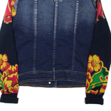 DESIGUAL Womens Denim Jacket Blue Crazy Pattern M