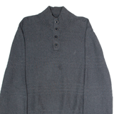 NAUTICA Mens Jumper Grey Button Neck Tight Knit XL