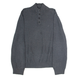 NAUTICA Mens Jumper Grey Button Neck Tight Knit XL