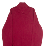 TOMMY HILFIGER Mens Jumper Red 1/4 Zip Tight Knit L