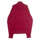 TOMMY HILFIGER Mens Jumper Red 1/4 Zip Tight Knit L