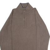 NAUTICA Mens Jumper Brown 1/4 Zip Tight Knit M