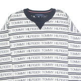 TOMMY HILFIGER Womens Patterned Jumper White Crazy Pattern Crew Neck XS