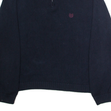 CHAPS Mens Jumper Black 1/4 Zip Tight Knit XL