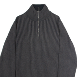 CALVIN KLEIN JEANS Mens Jumper Grey 1/4 Zip Chunky Knit XL