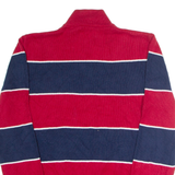 CHAPS Mens Patterned Jumper Red Striped 1/4 Zip Tight Knit M