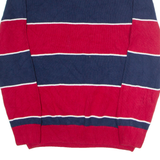 CHAPS Mens Patterned Jumper Red Striped 1/4 Zip Tight Knit M
