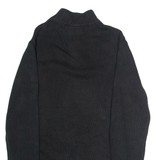 CHAPS Mens Jumper Black 1/4 Zip Tight Knit M