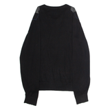 NAUTICA Mens Patterned Jumper Black Argyle Crew Neck Tight Knit M