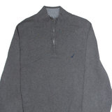 NAUTICA Mens Jumper Grey 1/4 Zip Tight Knit XL