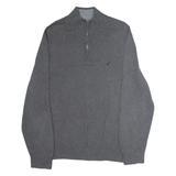 NAUTICA Mens Jumper Grey 1/4 Zip Tight Knit XL