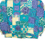 BASIC EDITIONS Womens Shell Jacket Blue Silk 90s Crazy Pattern M