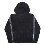 DKNY SPORT Womens Fleece Jacket Black Hooded L