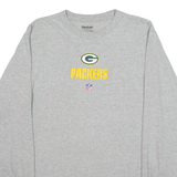 REEBOK NFL Green Bay Packers Mens T-Shirt Grey Long Sleeve USA M