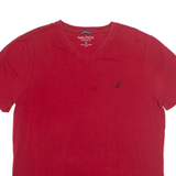 NAUTICA Mens T-Shirt Red V-Neck XL
