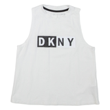 DKNY Sport Cropped Womens Vest White Sleeveless High Neck S