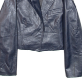 ZARA Cropped Womens Blazer Jacket Blue Viscose M