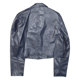 ZARA Cropped Womens Blazer Jacket Blue Viscose M