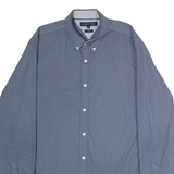TOMMY HILFIGER Stretch Mens Shirt Blue Spotted Long Sleeve XL