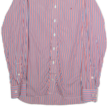 TOMMY HILFIGER New York Fit Mens Shirt Red Striped Long Sleeve S