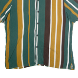 PULL & BEAR Resort Mens Shirt Green Viscose Striped XL