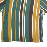 PULL & BEAR Resort Mens Shirt Green Viscose Striped XL
