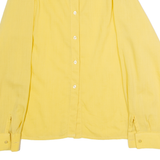 YVES DE VALERE Womens Plain Shirt Yellow 90s Long Sleeve UK 14