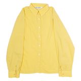 YVES DE VALERE Womens Plain Shirt Yellow 90s Long Sleeve UK 14