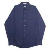 CALVIN KLEIN Slim Fit Mens Shirt Blue Striped Long Sleeve L