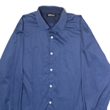 DKNY Mens Plain Shirt Blue Long Sleeve XL