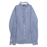 TOMMY HILFIGER Fitted Ruffle Womens Shirt Blue Striped Long Sleeve S