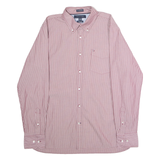 TOMMY HILFIGER Custom Fit Mens Shirt Maroon Striped Long Sleeve M