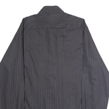 TOMMY HILFIGER Mens Shirt Black Striped Long Sleeve L