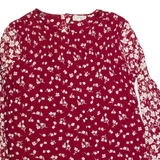 FAT FACE Womens Printed Top Maroon Long Sleeve Floral UK 8