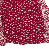FAT FACE Womens Printed Top Maroon Long Sleeve Floral UK 8