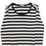 WHISTLES Womens Printed Top Black Long Sleeve Striped XS