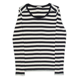 WHISTLES Womens Printed Top Black Long Sleeve Striped XS