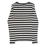 WHISTLES Womens Printed Top Black Long Sleeve Striped XS