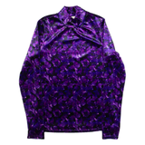 COAST Womens Printed Top Purple High Neck Long Sleeve UK 8