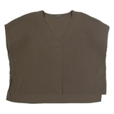 FRENCH CONNECTION Womens Oversized Top Green V-Neck Sleeveless L