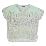LAURA ASHLEY Womens Printed Blouse Green V-Neck Floral UK 12