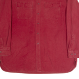 LL BEAN Mens Worker Shirt Red Long Sleeve XL